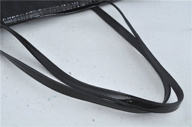 Authentic GUCCI Jolie Shoulder Tote Bag GG Canvas Enamel 211976 Black H2932