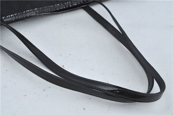 Authentic GUCCI Jolie Shoulder Tote Bag GG Canvas Enamel 211976 Black H2932