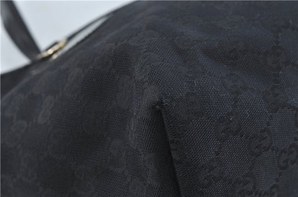Authentic GUCCI Jolie Shoulder Tote Bag GG Canvas Enamel 211976 Black H2932