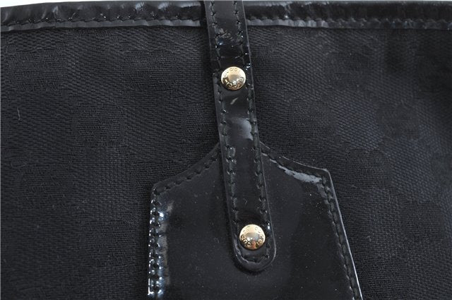 Authentic GUCCI Jolie Shoulder Tote Bag GG Canvas Enamel 211976 Black H2932