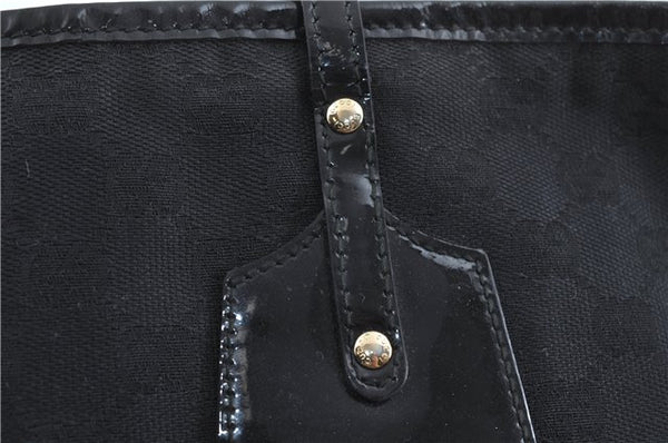 Authentic GUCCI Jolie Shoulder Tote Bag GG Canvas Enamel 211976 Black H2932