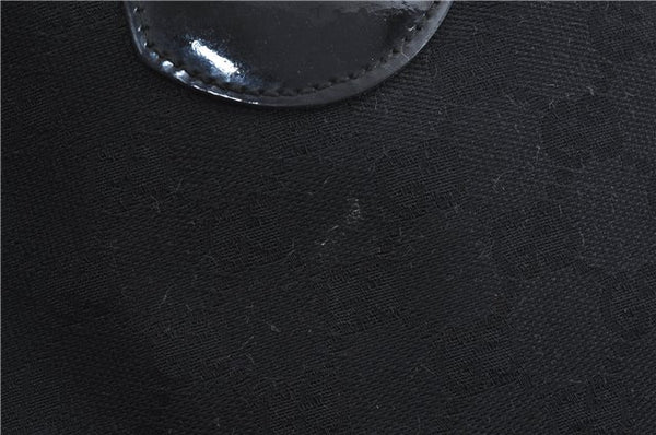 Authentic GUCCI Jolie Shoulder Tote Bag GG Canvas Enamel 211976 Black H2932