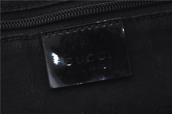 Authentic GUCCI Jolie Shoulder Tote Bag GG Canvas Enamel 211976 Black H2932