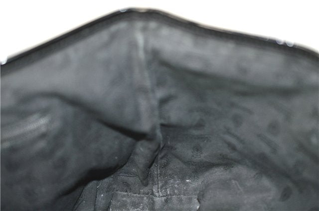 Authentic GUCCI Jolie Shoulder Tote Bag GG Canvas Enamel 211976 Black H2932