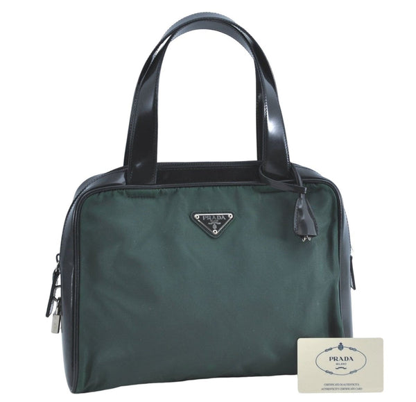 Authentic PRADA Nylon Leather Shoulder Hand Bag Purse B8378 Green Khaki H3115