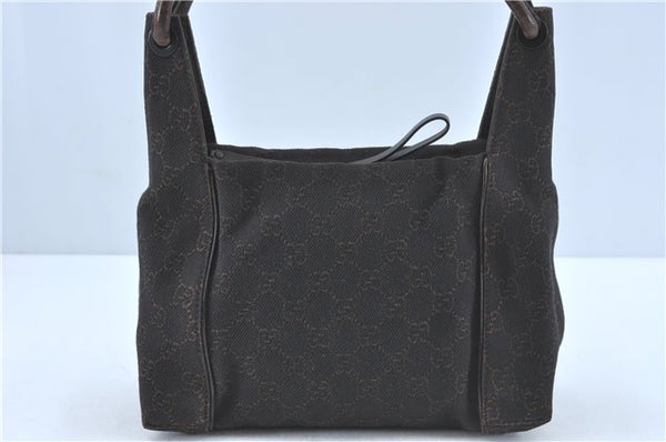 Auth GUCCI Shoulder Hand Bag Purse GG Canvas Leather 101333 Dark Brown H3227