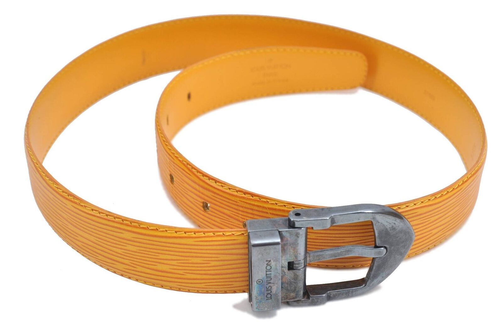 Auth LOUIS VUITTON Epi Ceinture Classic Belt Size 85cm 34inches Yellow H3306