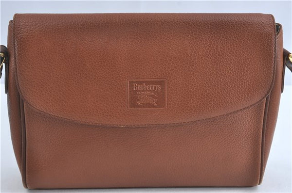 Authentic Burberrys Vintage Leather Shoulder Cross Body Bag Purse Brown H3309