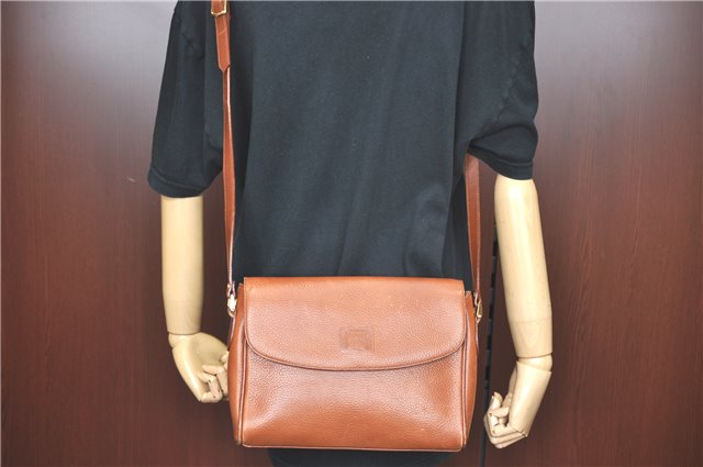 Authentic Burberrys Vintage Leather Shoulder Cross Body Bag Purse Brown H3309