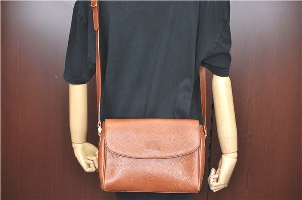 Authentic Burberrys Vintage Leather Shoulder Cross Body Bag Purse Brown H3309