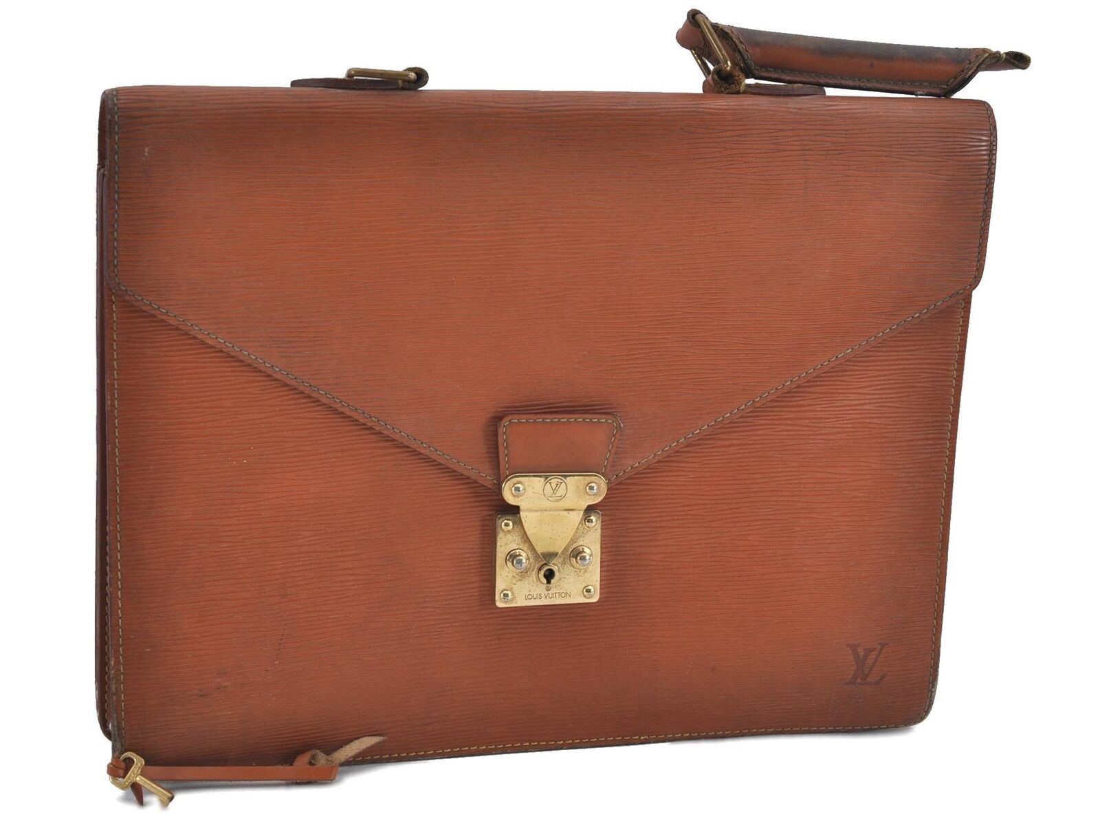 Auth LOUIS VUITTON Epi Serviette Conseiller Brown Briefcase M54428 Junk H3345