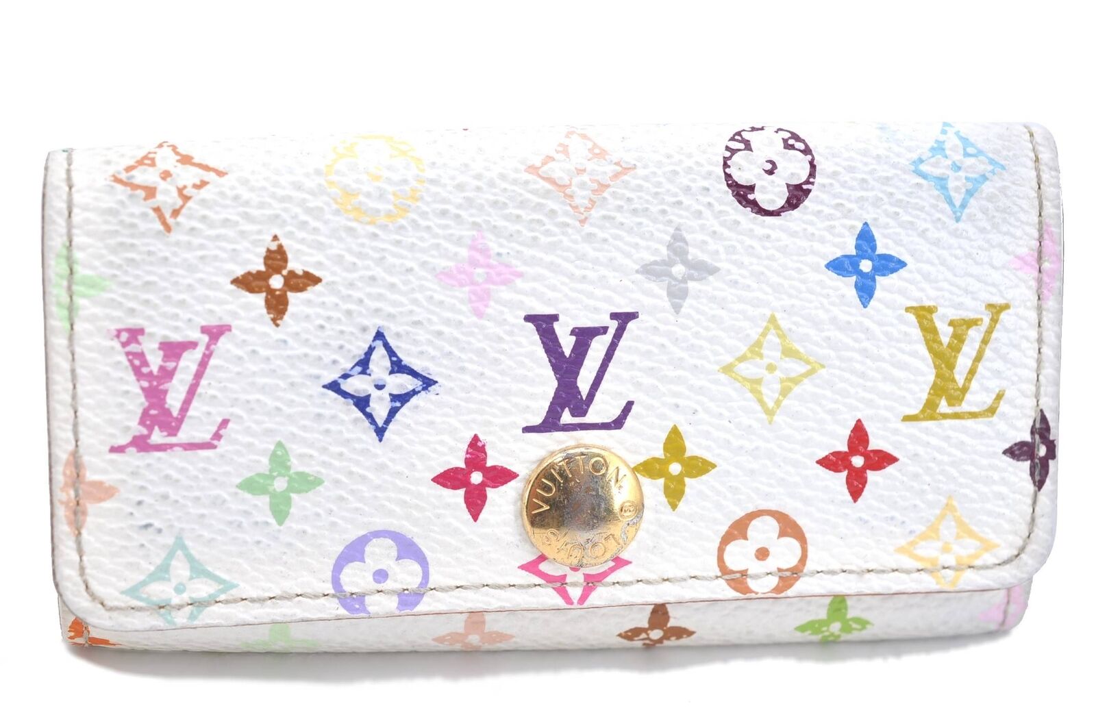 Auth LOUIS VUITTON Monogram Multicolor Multicles 4 Key Case M60043 White H3410