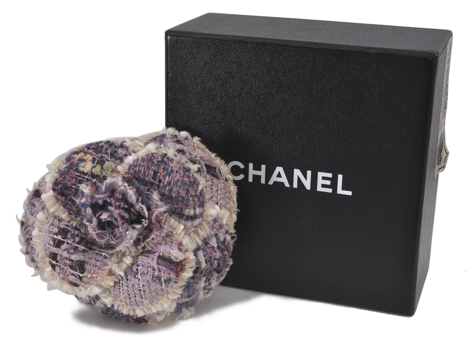 Authentic CHANEL Flower Corsage Wool Purple Box H3412