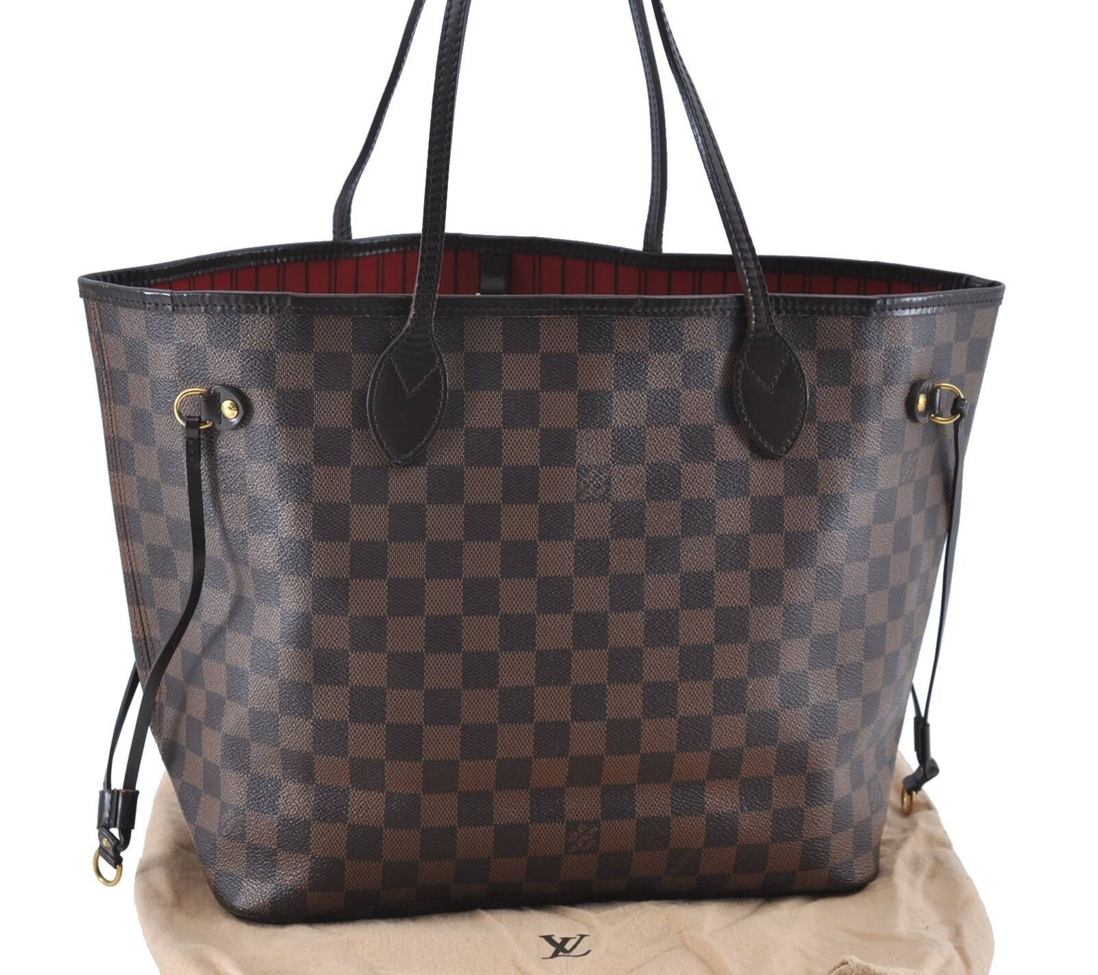 Authentic LOUIS VUITTON Damier Neverfull MM Tote Bag N51105 LV H3449