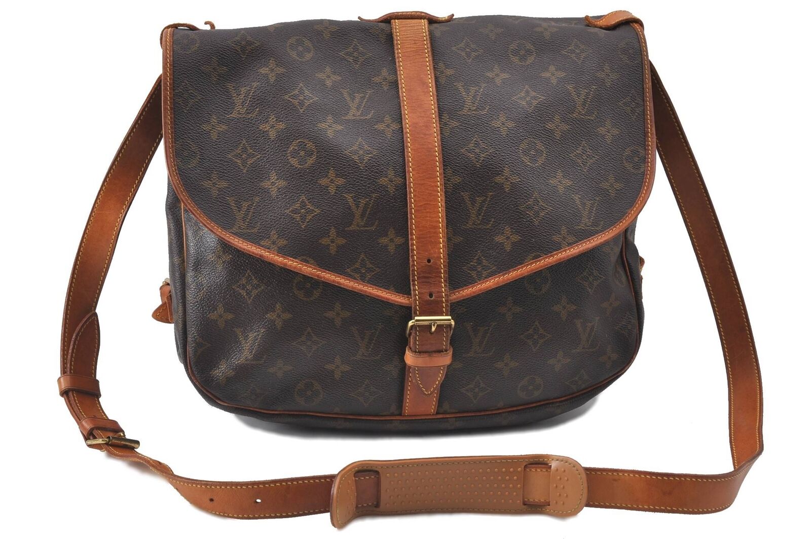 Auth LOUIS VUITTON Monogram Saumur 35 Shoulder Cross Body Bag M42254 LV H3457
