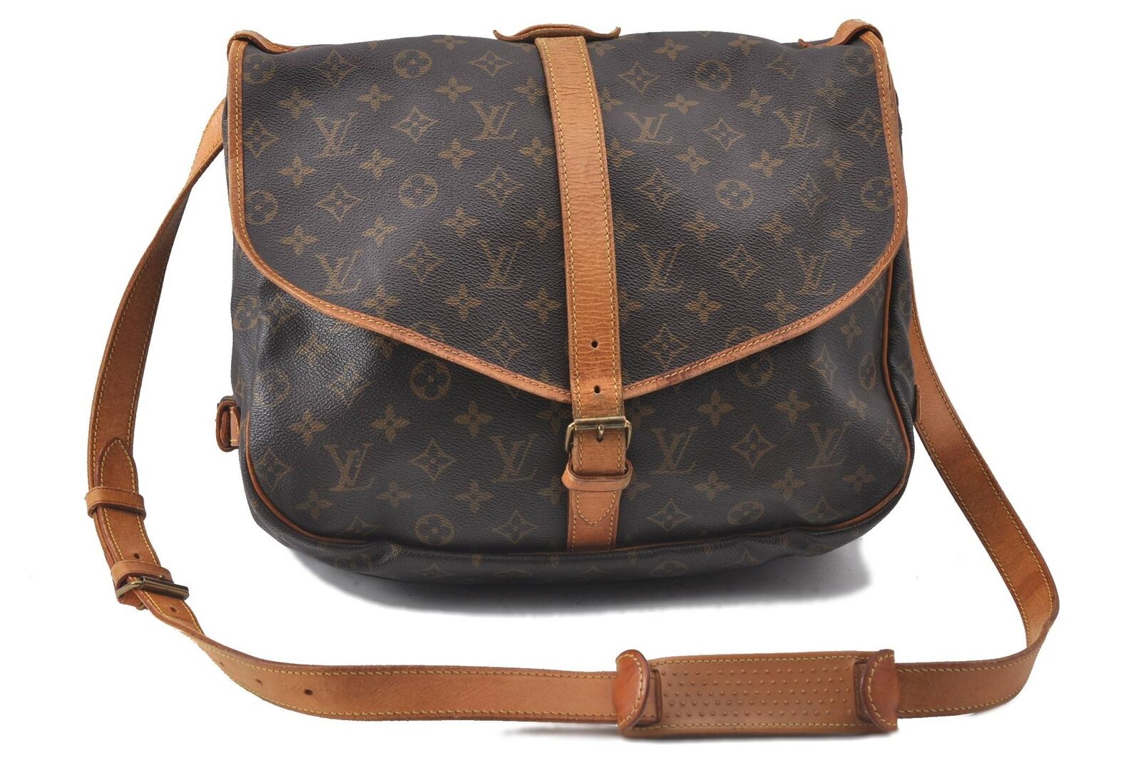 Auth LOUIS VUITTON Monogram Saumur 35 Shoulder Cross Body Bag M42254 LV H3458