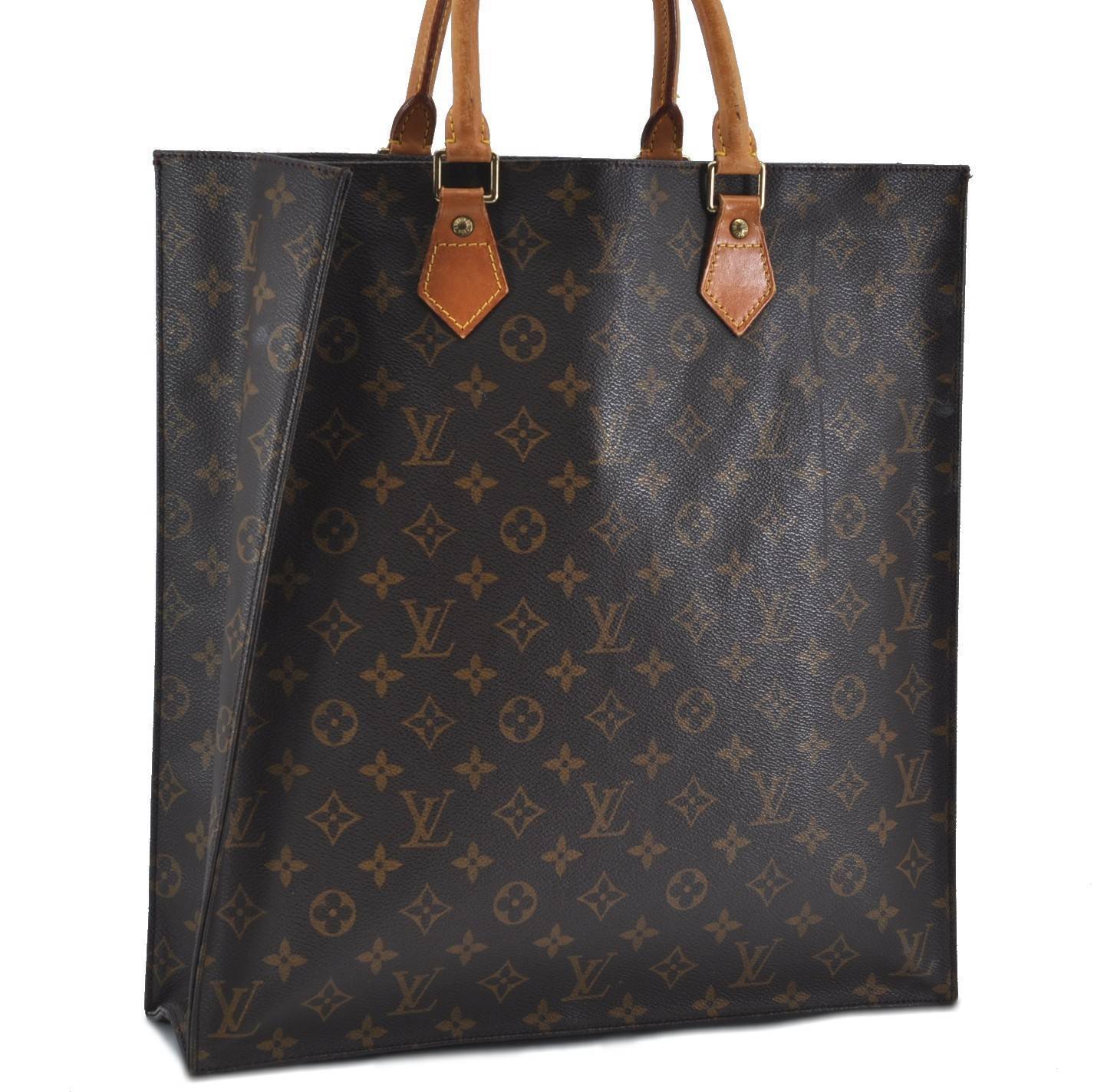 Authentic LOUIS VUITTON Monogram Sac Plat Hand Bag M51140 LV H3461