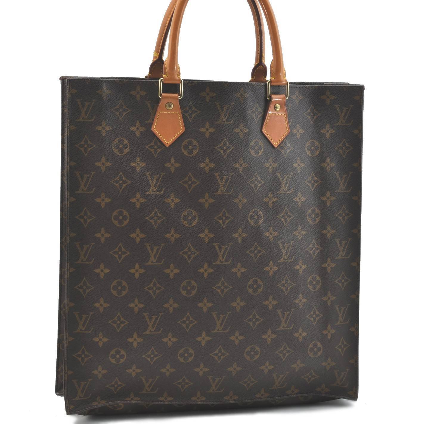 Authentic LOUIS VUITTON Monogram Sac Plat Hand Bag M51140 LV H3484