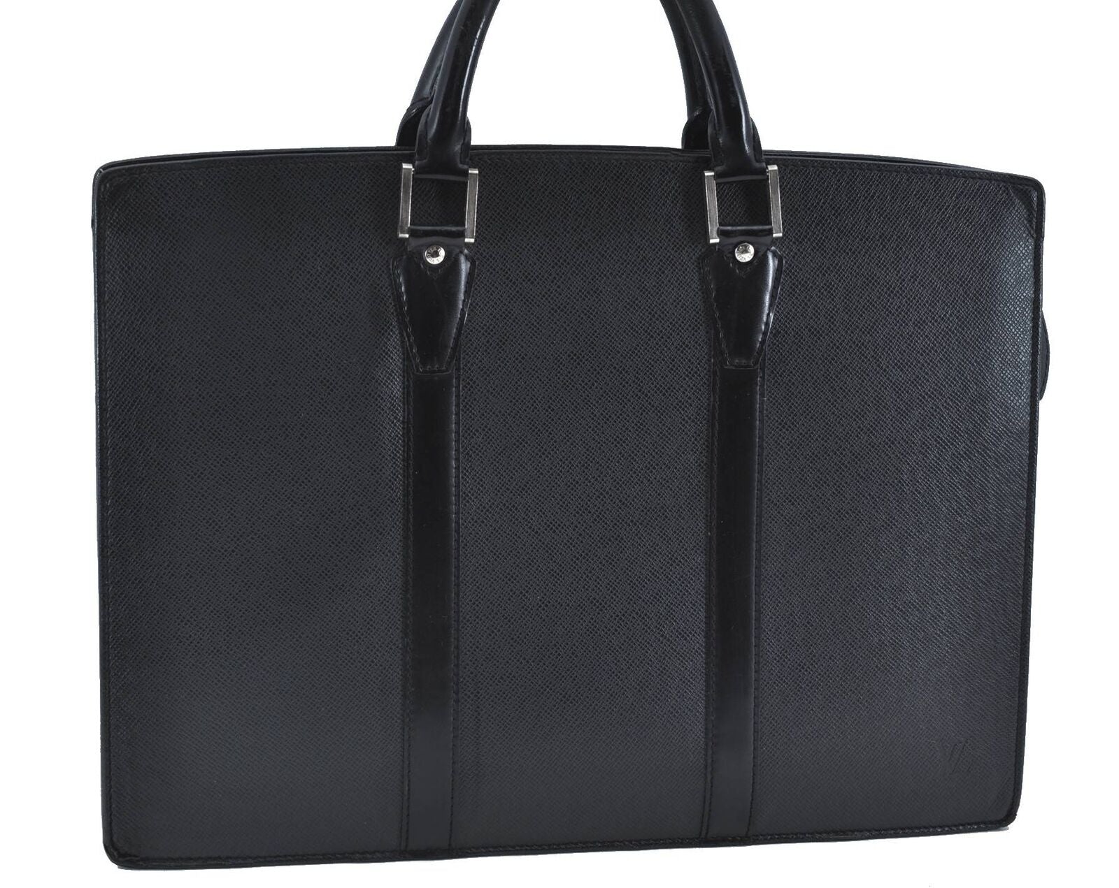 Auth LOUIS VUITTON Taiga Porte Documents Lozan Briefcase Black M30052 LV H3490