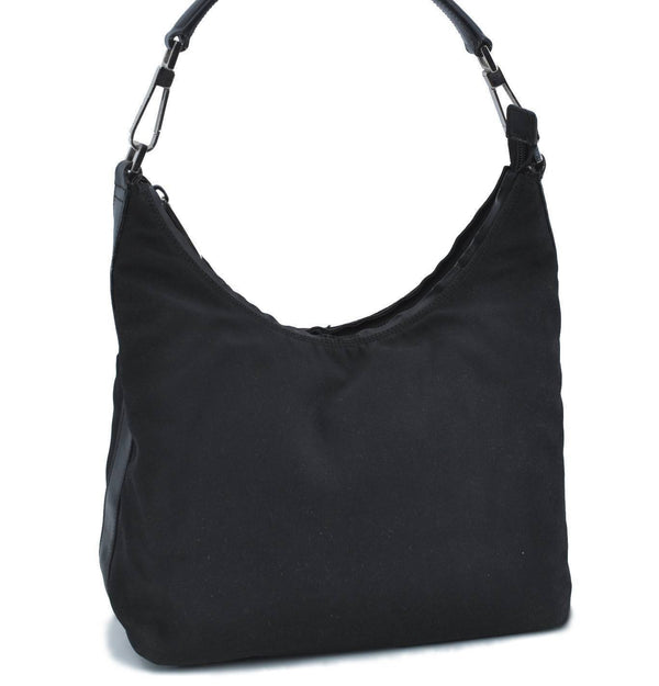 Authentic GUCCI Shoulder Hand Bag Nylon Leather 0000602 Black H3566