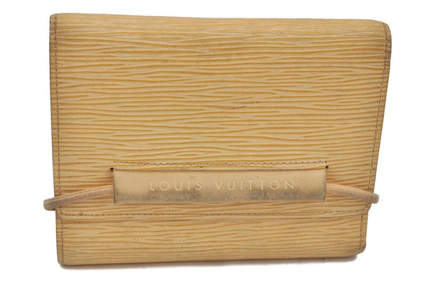 Auth LOUIS VUITTON Epi Portefeuille Elastic Trifold Wallet Ivory M6346A LV H3576