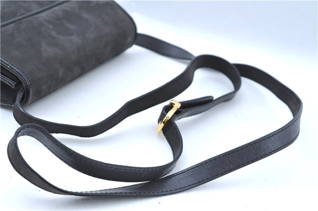 Authentic Ferragamo Leather Shoulder Cross Body Bag Purse Black H3580