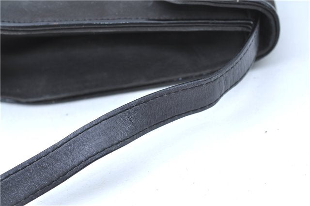 Authentic Ferragamo Leather Shoulder Cross Body Bag Purse Black H3580