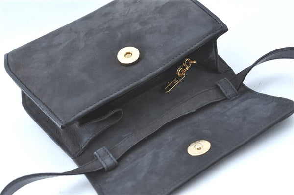 Authentic Ferragamo Leather Shoulder Cross Body Bag Purse Black H3580