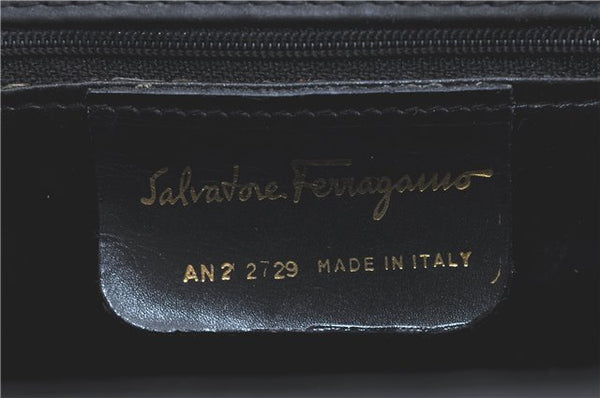 Authentic Ferragamo Leather Shoulder Cross Body Bag Purse Black H3580