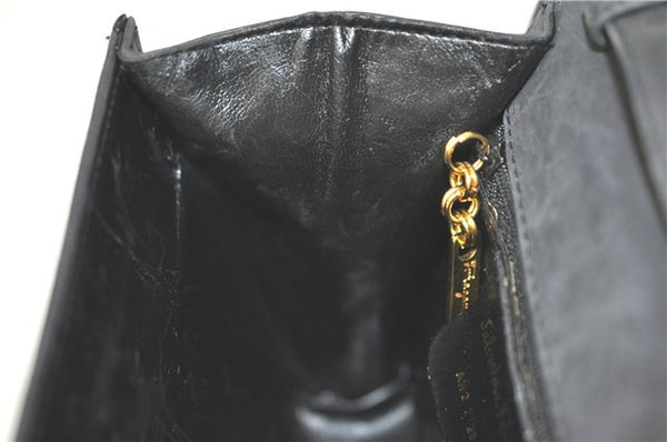 Authentic Ferragamo Leather Shoulder Cross Body Bag Purse Black H3580