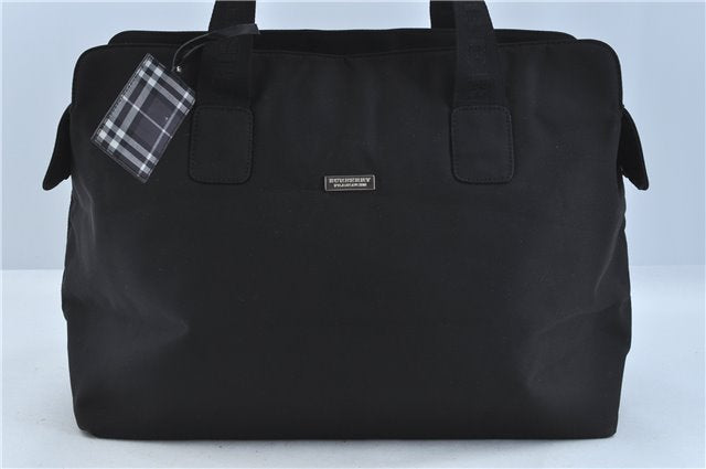 Authentic BURBERRY Nylon Leather Travel Bag Black H3591