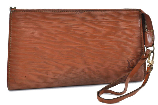 Authentic LOUIS VUITTON Epi Pochette Accessoires Pouch Brown M52943 Junk H3616
