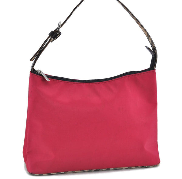 Authentic BURBERRY BLUE LABEL Shoulder Hand Bag Purse Nylon Leather Pink H3629