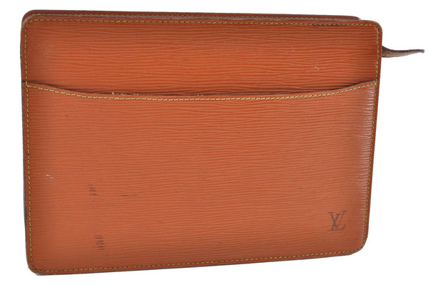 Authentic LOUIS VUITTON Epi Pochette Homme Clutch Bag Brown M52528 LV H3697