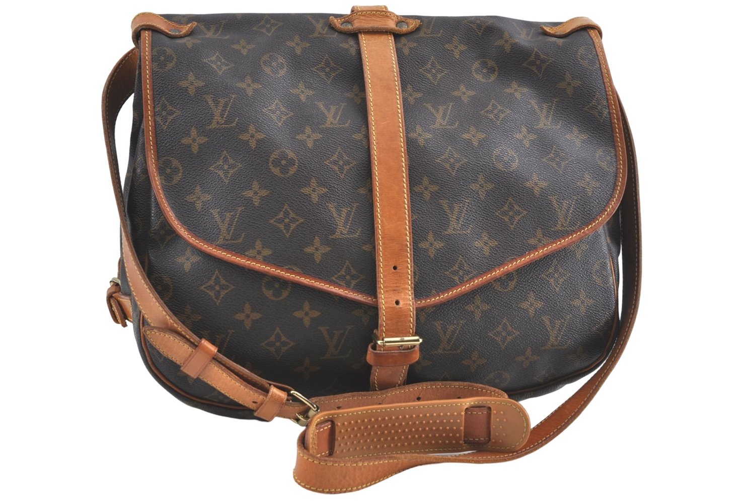 Authentic Louis Vuitton Monogram Saumur 35 Shoulder Cross Bag M42254 LV H3765