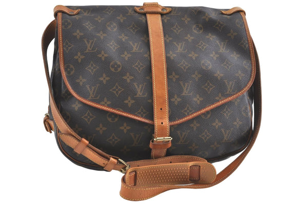 Authentic Louis Vuitton Monogram Saumur 35 Shoulder Cross Bag M42254 LV H3765