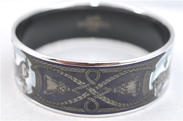 Authentic HERMES Email GM Bangle Tassel Horse Motif Purple Gray H3779