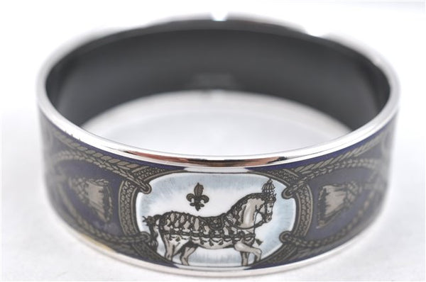 Authentic HERMES Email GM Bangle Tassel Horse Motif Purple Gray H3779