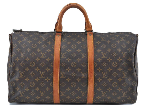 Auth LOUIS VUITTON Monogram Keepall Bandouliere 50 Boston Bag M41416 LV H3791