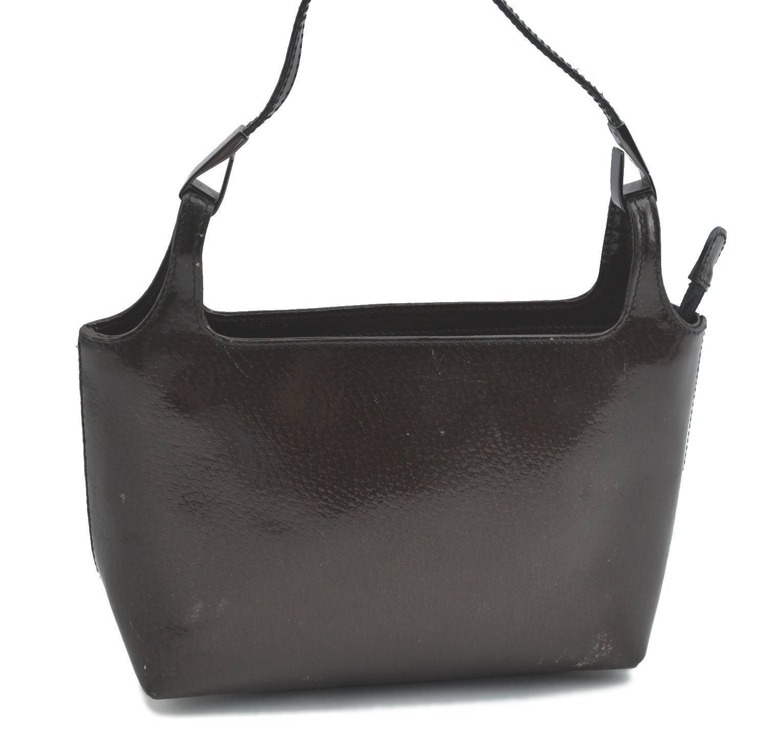Authentic GUCCI Shoulder Hand Bag Leather Brown H3800