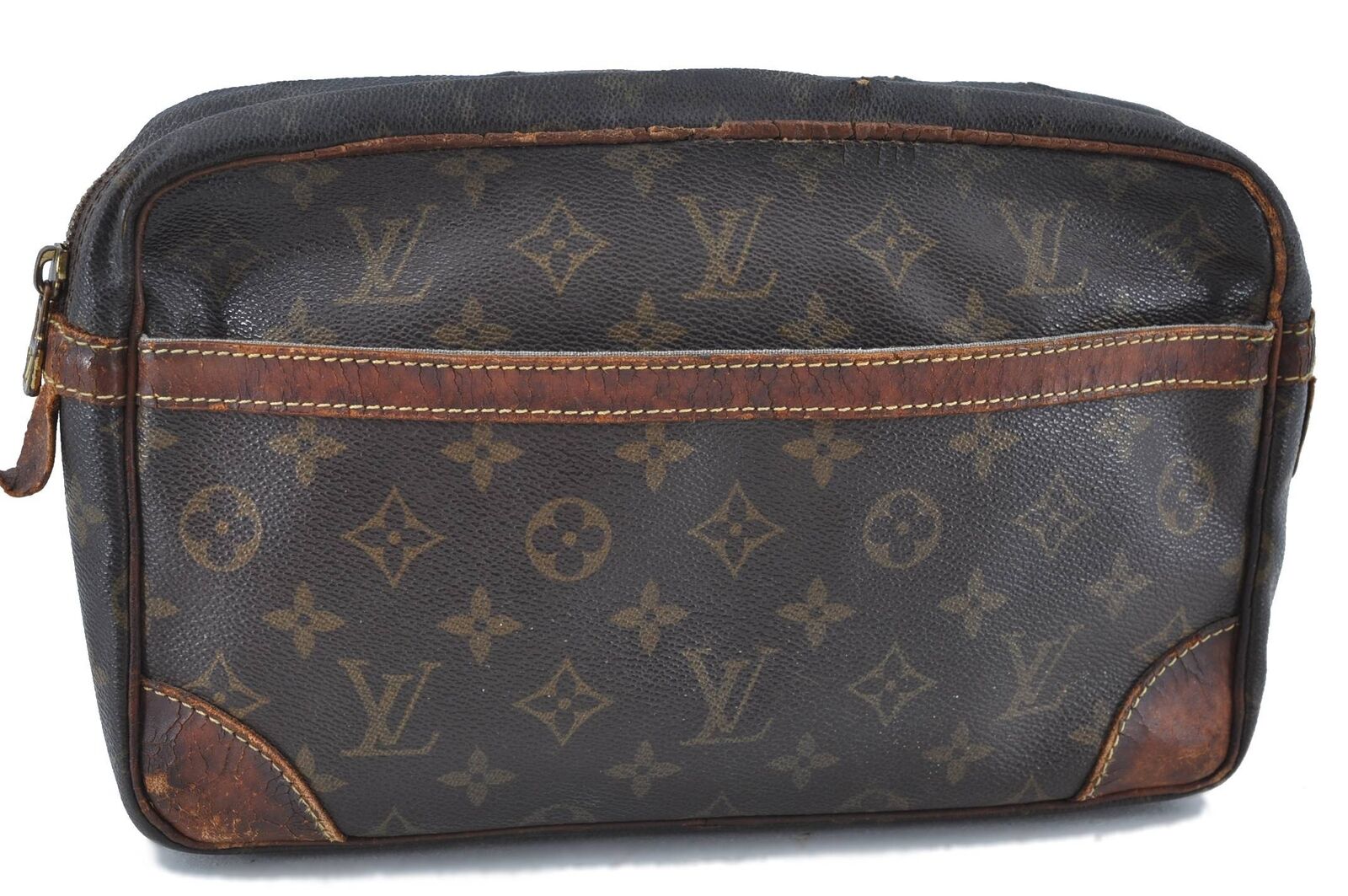 Authentic LOUIS VUITTON Monogram Compiegne 28 Clutch Hand Bag M51845 LV H3863