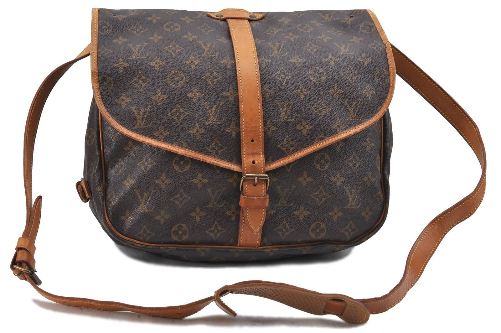 Auth LOUIS VUITTON Monogram Saumur 35 Shoulder Clutch Bag M42254 LV Junk H3926