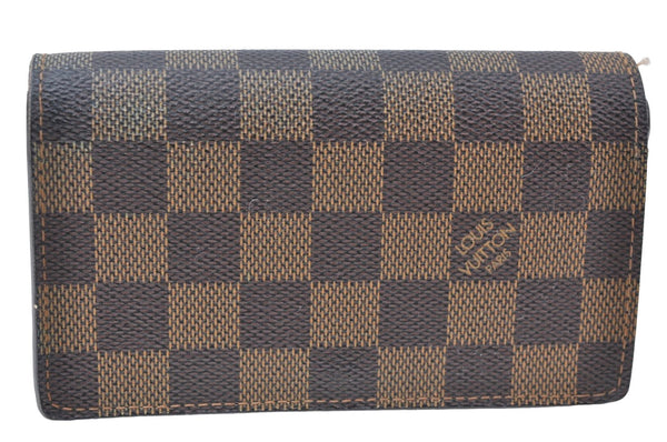 Auth Louis Vuitton Damier Porte Monnaie Billets Tresor Wallet N61730 LV H3958