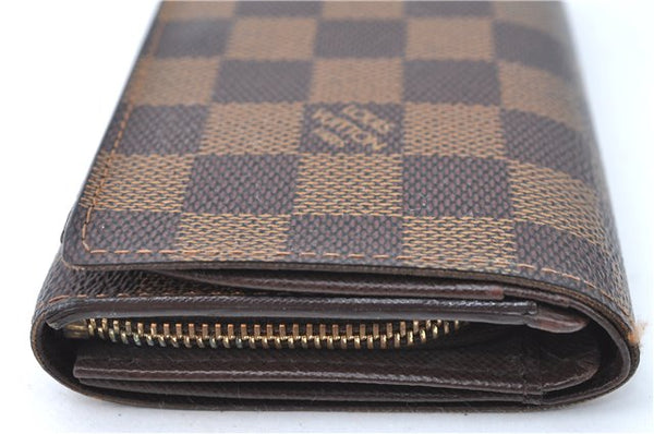 Auth Louis Vuitton Damier Porte Monnaie Billets Tresor Wallet N61730 LV H3958