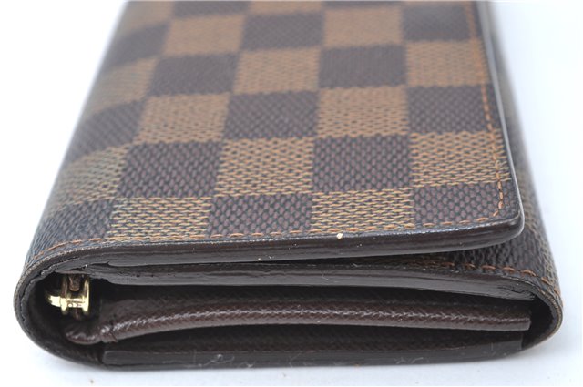 Auth Louis Vuitton Damier Porte Monnaie Billets Tresor Wallet N61730 LV H3958