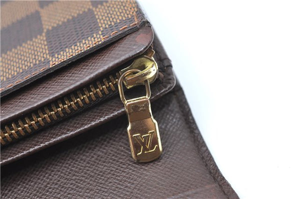 Auth Louis Vuitton Damier Porte Monnaie Billets Tresor Wallet N61730 LV H3958