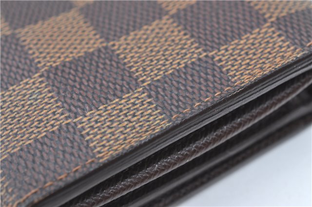 Auth Louis Vuitton Damier Porte Monnaie Billets Tresor Wallet N61730 LV H3958