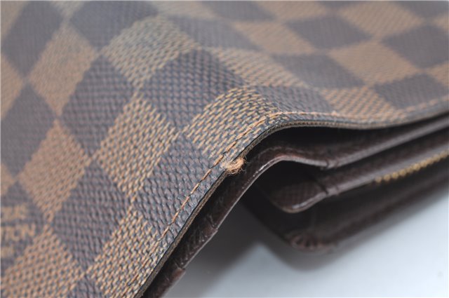 Auth Louis Vuitton Damier Porte Monnaie Billets Tresor Wallet N61730 LV H3958