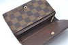 Auth Louis Vuitton Damier Porte Monnaie Billets Tresor Wallet N61730 LV H3958