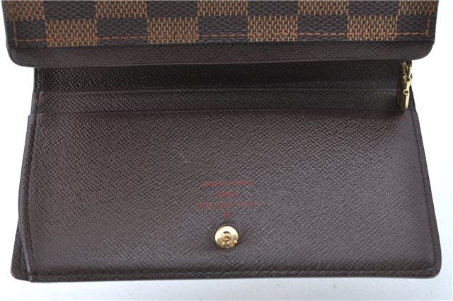 Auth Louis Vuitton Damier Porte Monnaie Billets Tresor Wallet N61730 LV H3958